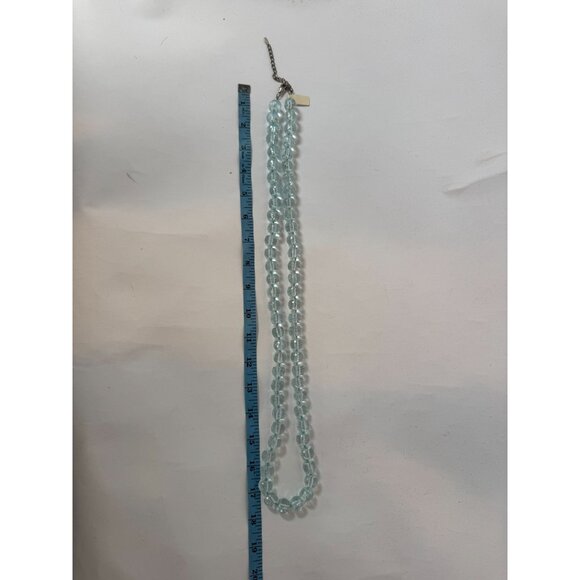 Vintage EsMor long single Strand Aqua Blue Faceted Glass Bead Necklace 18 Inches - Picture 13 of 16